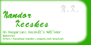 nandor kecskes business card